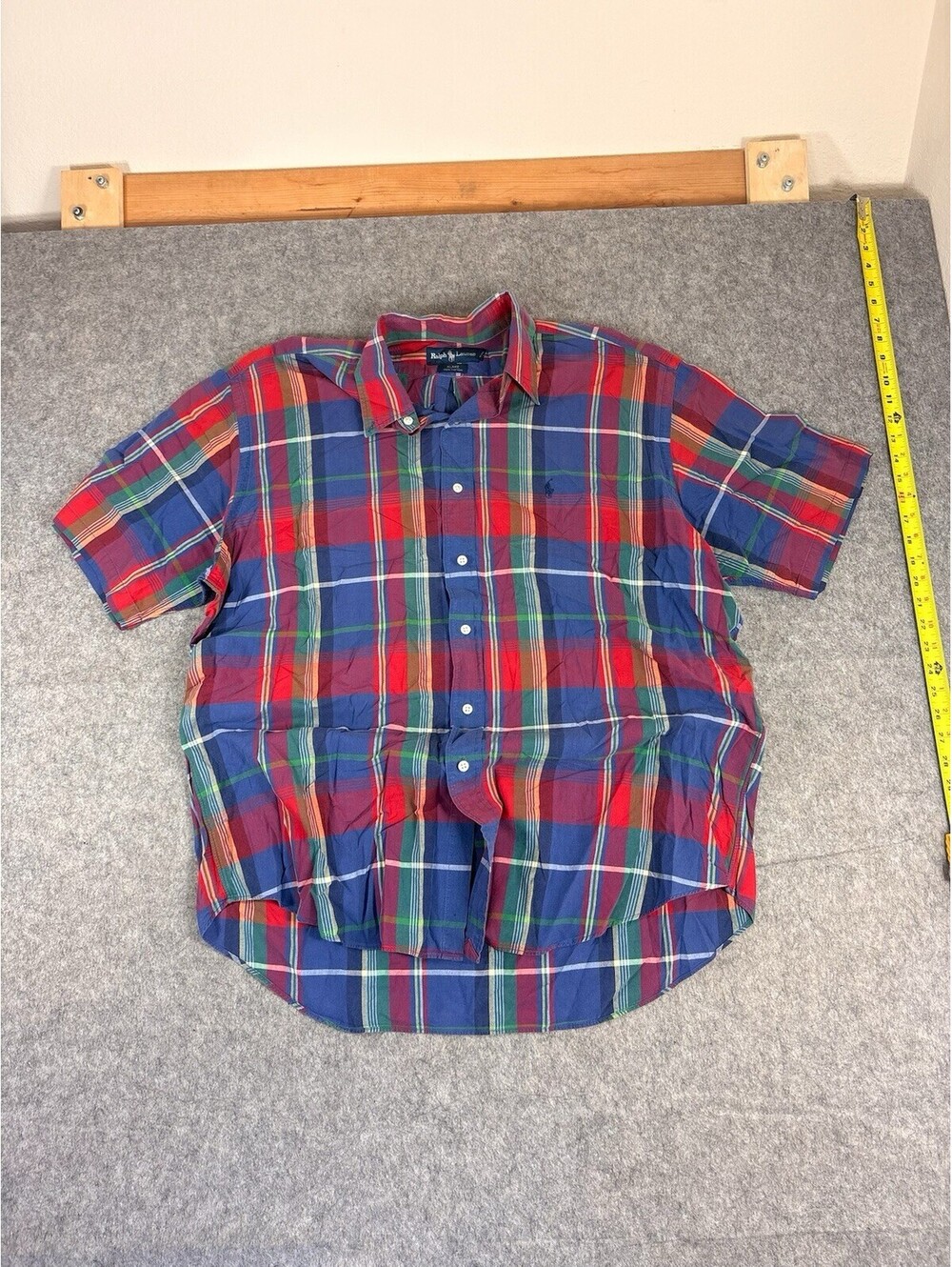 Ralph Lauren Blake Plaid Multicolor Short Sleeve Button-Down Shirt XL Cotton